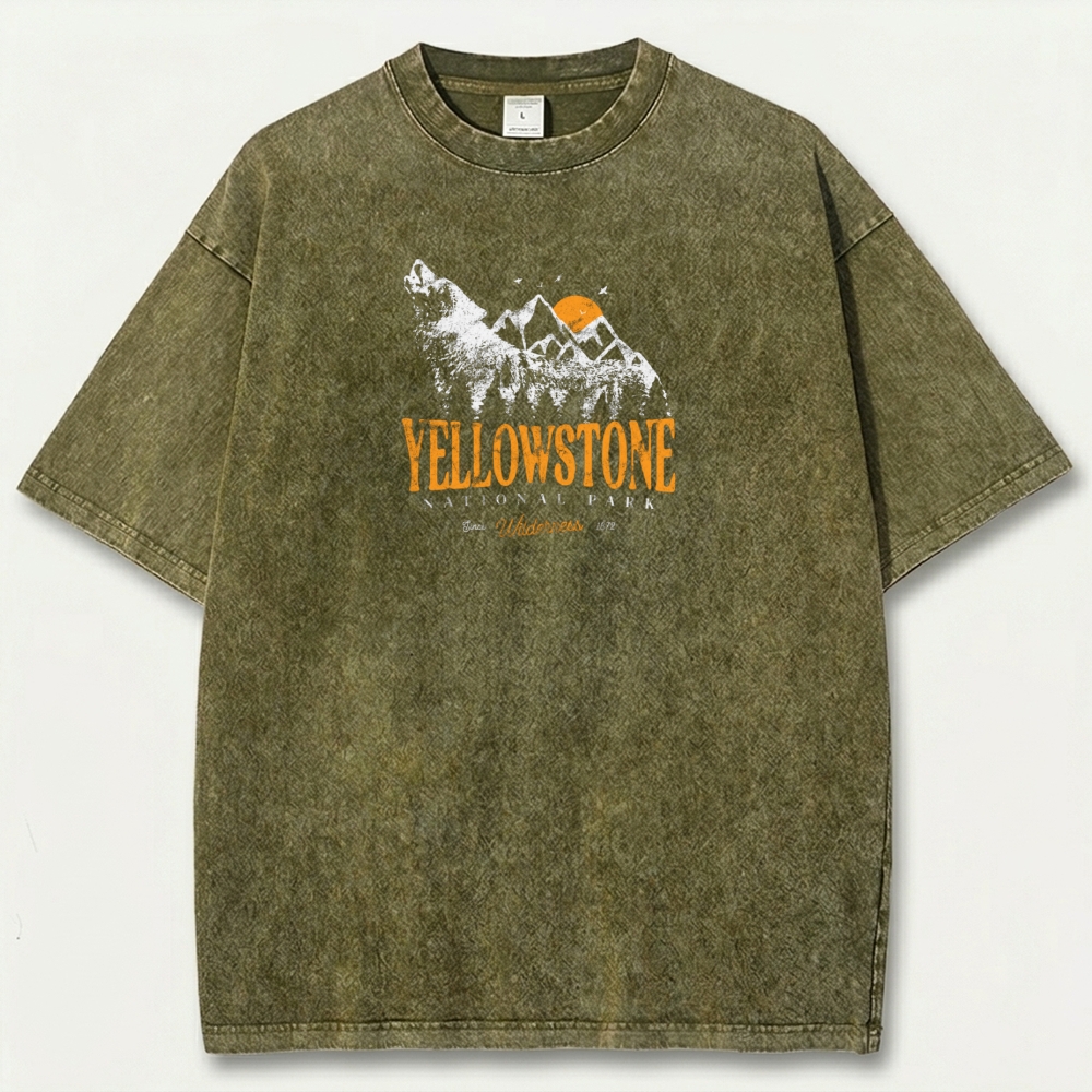 Yellowstone National Park Vintage Organic Cotton Hiking Tee-HikeVista