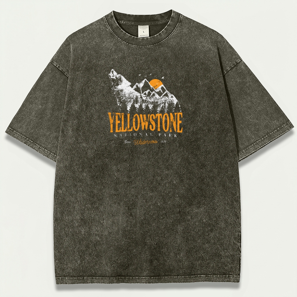 Yellowstone National Park Vintage Organic Cotton Hiking Tee-HikeVista
