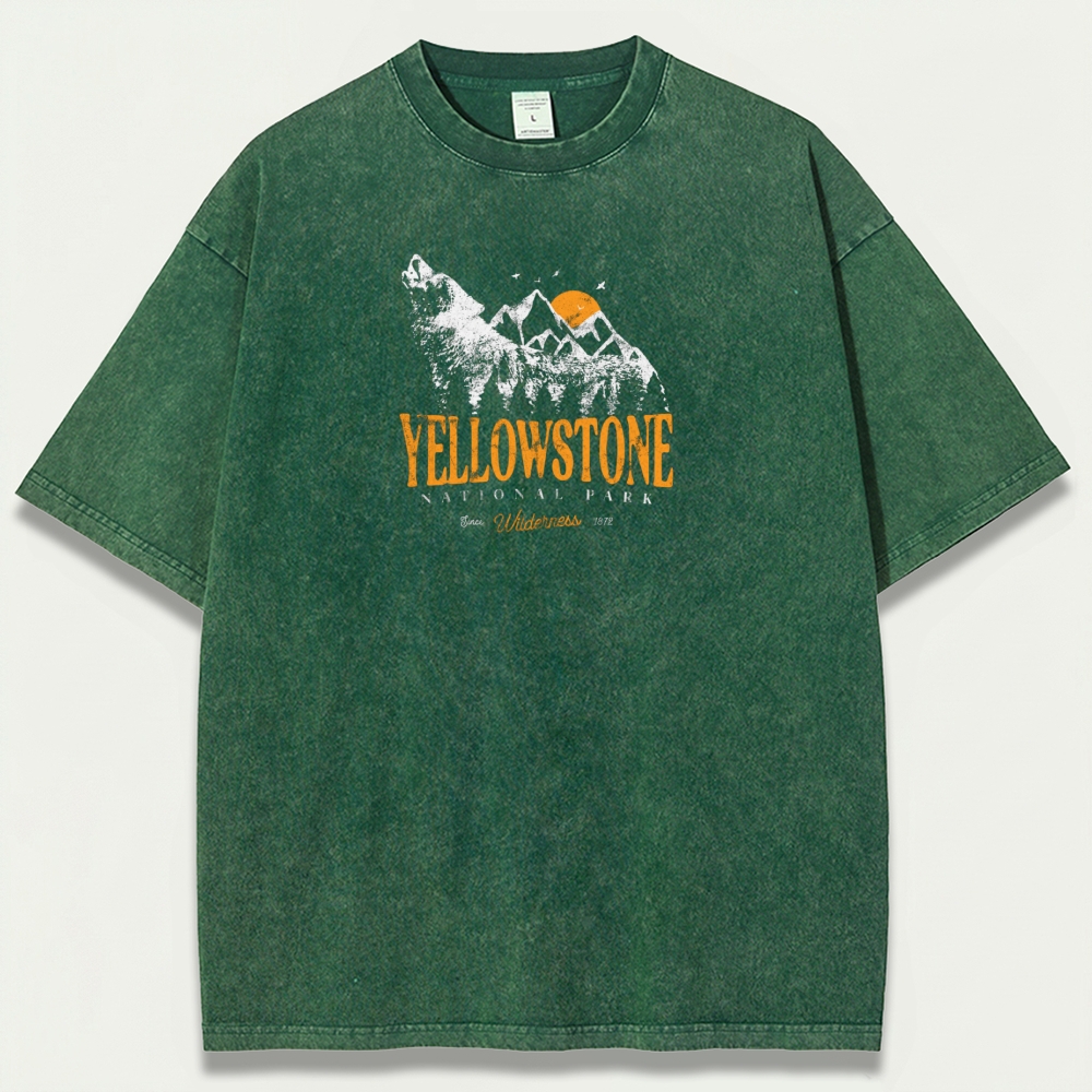 Yellowstone National Park Vintage Organic Cotton Hiking Tee-HikeVista