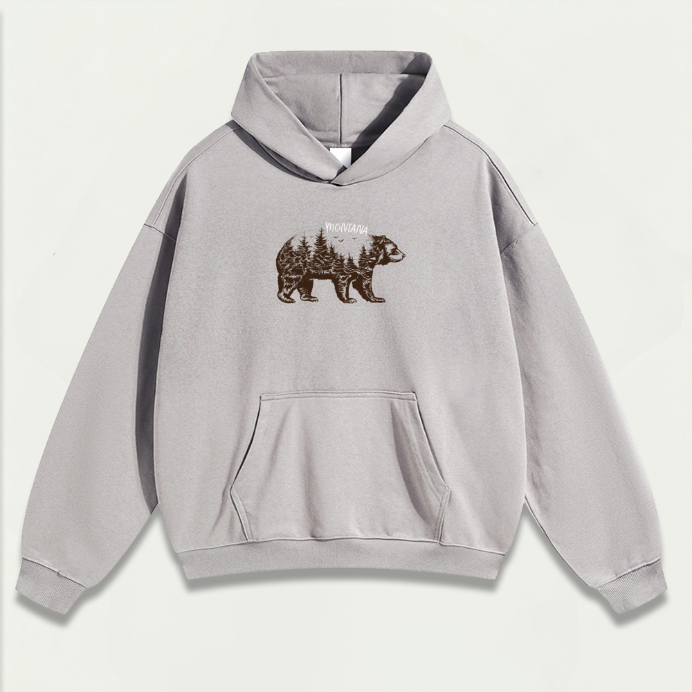 Montana Bear In The Woods Heavyweight Trail Hoodie-HikeVista