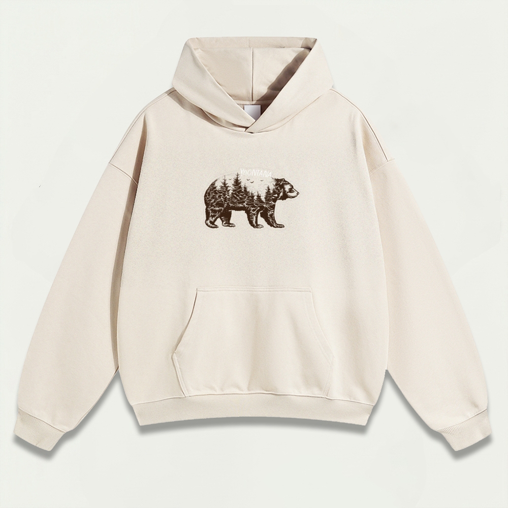Montana Bear In The Woods Heavyweight Trail Hoodie-HikeVista