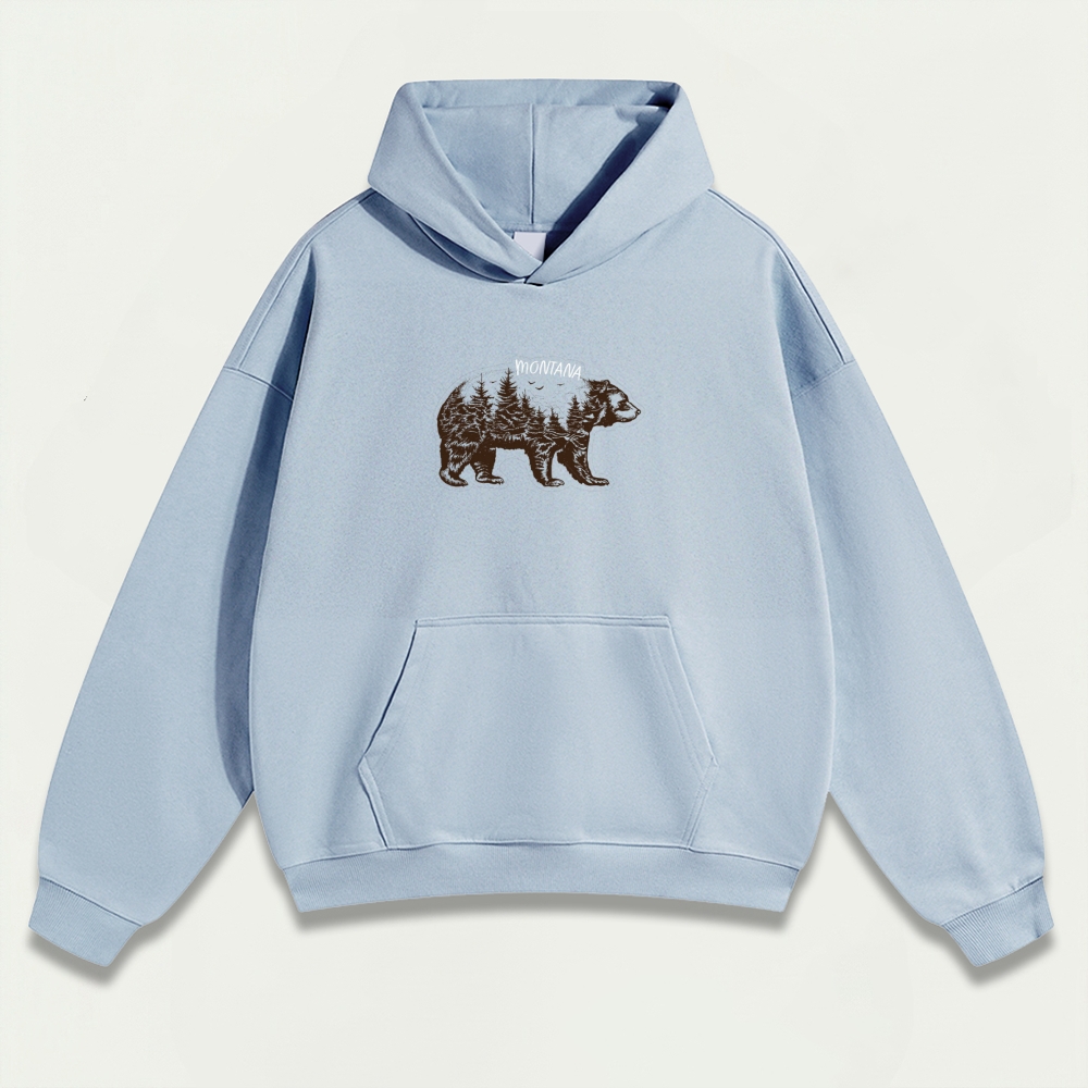 Montana Bear In The Woods Heavyweight Trail Hoodie-HikeVista