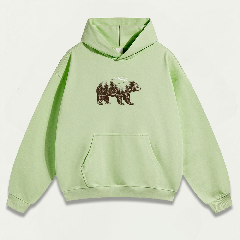 Montana Bear In The Woods Heavyweight Trail Hoodie-HikeVista