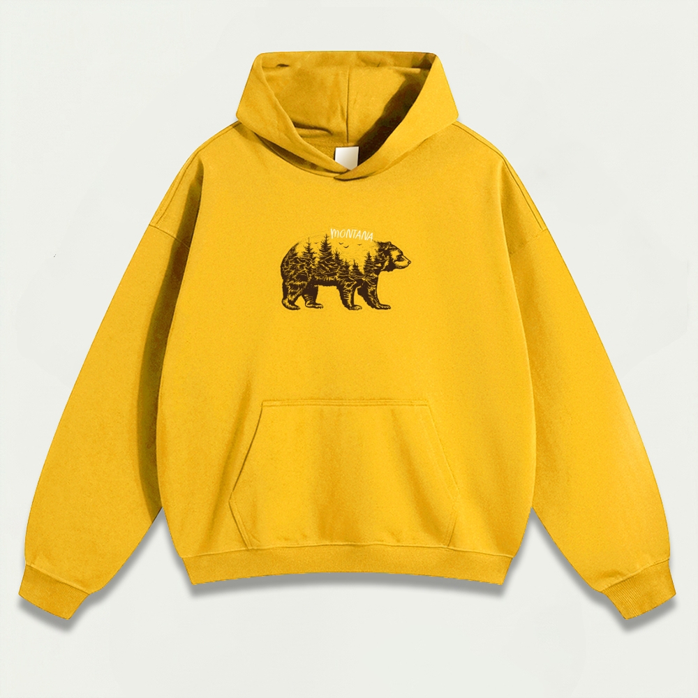 Montana Bear In The Woods Heavyweight Trail Hoodie-HikeVista