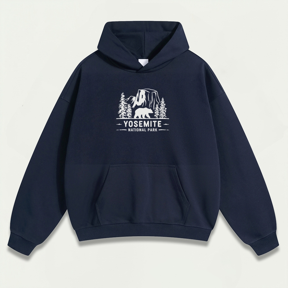 Yosemite Bear In The Woods Heavyweight Hiking Hoodie-HikeVista
