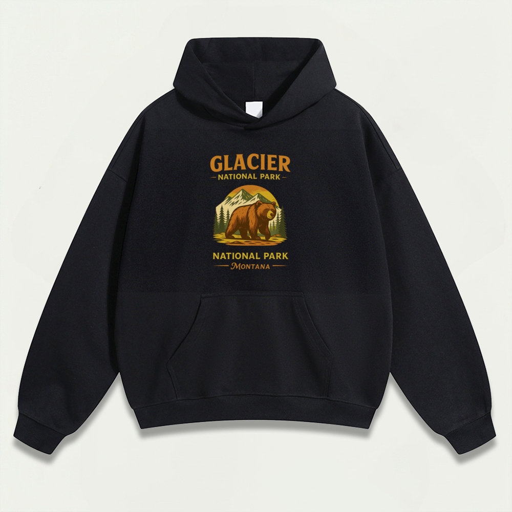 Glacier Bear In The Woods Heavyweight Trail Hoodie-HikeVista