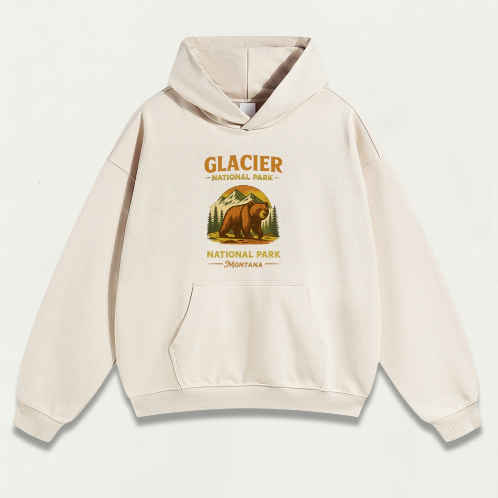 Glacier Bear In The Woods Heavyweight Trail Hoodie-HikeVista
