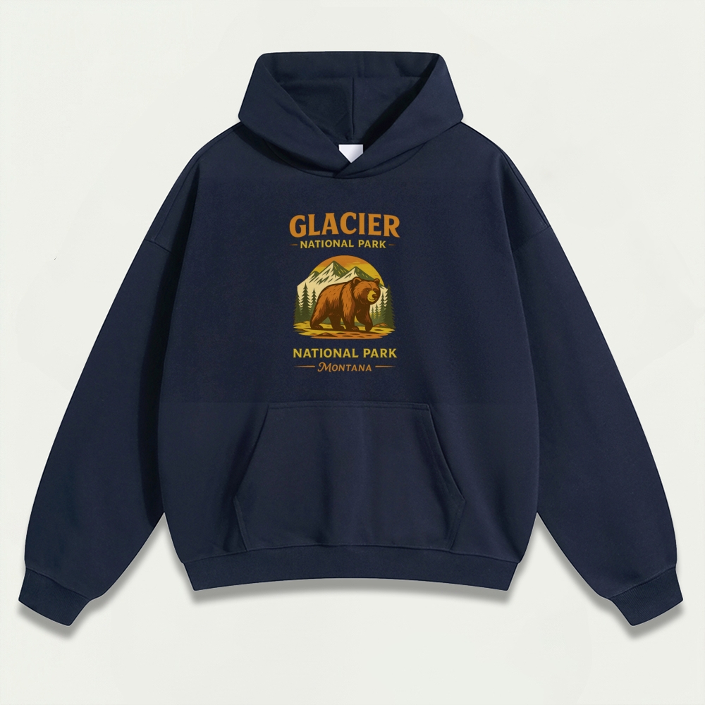 Glacier Bear In The Woods Heavyweight Trail Hoodie-HikeVista