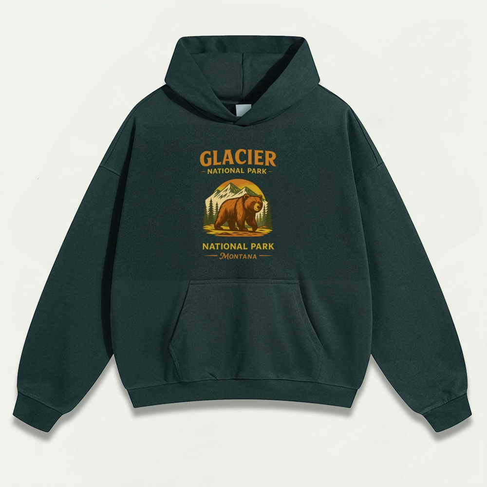 Glacier Bear In The Woods Heavyweight Trail Hoodie-HikeVista