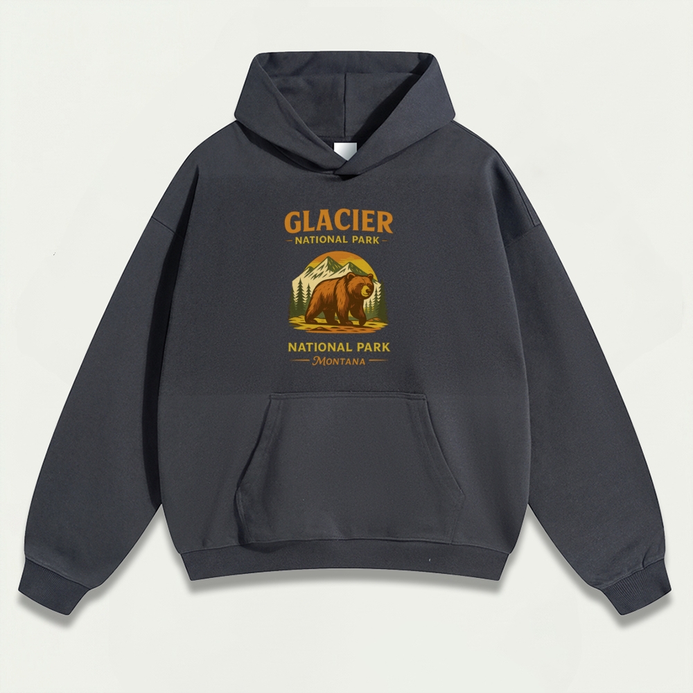 Glacier Bear In The Woods Heavyweight Trail Hoodie-HikeVista