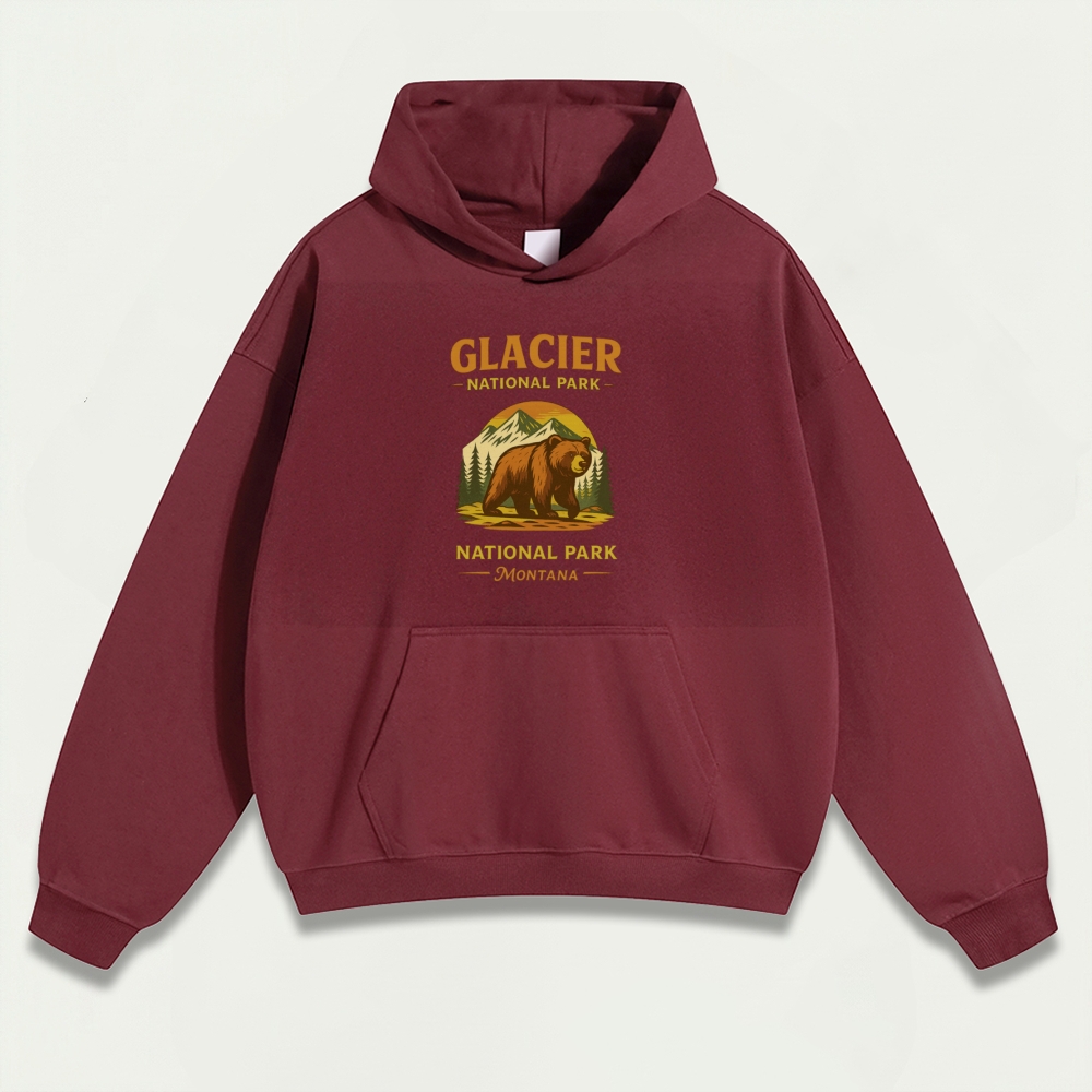 Glacier Bear In The Woods Heavyweight Trail Hoodie-HikeVista