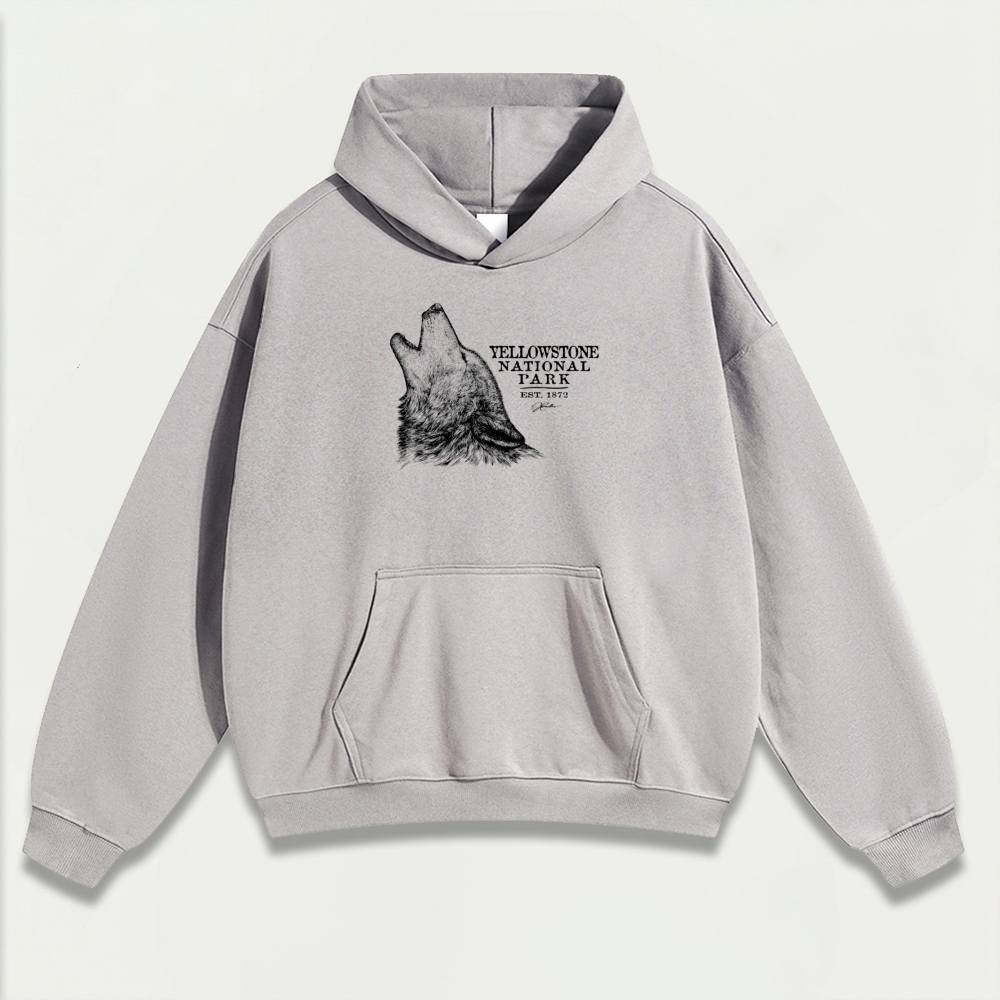 Yellowstone Wolf Howl Heavyweight Trail Hoodie-HikeVista