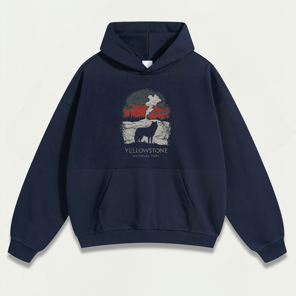 Yellowstone National Park Heavyweight Wolf Hoodie-HikeVista