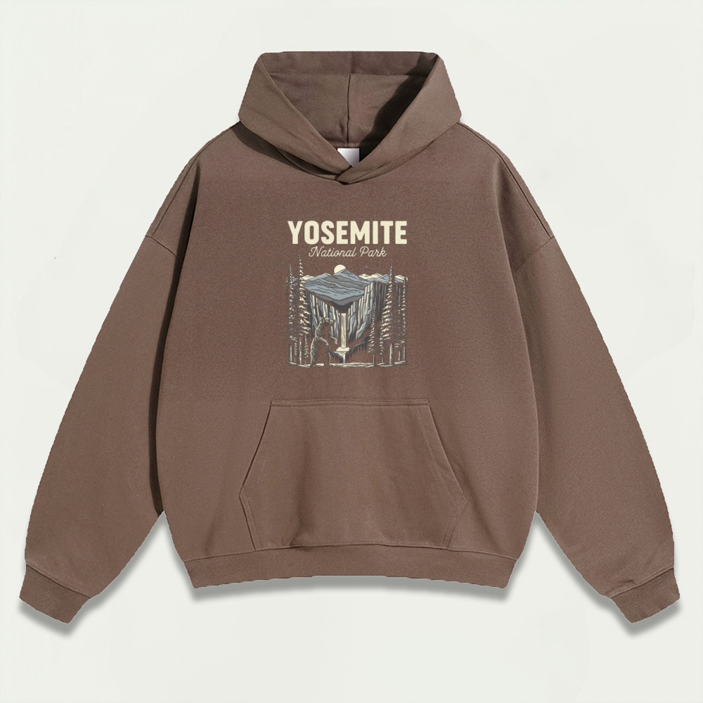 Yosemite Bear In The Woods Heavyweight Hiking Hoodie-HikeVista