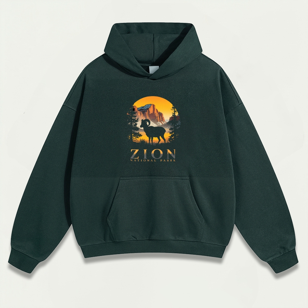 Zion National Park Mountain Goat Heavyweight Trail Hoodie-HikeVista