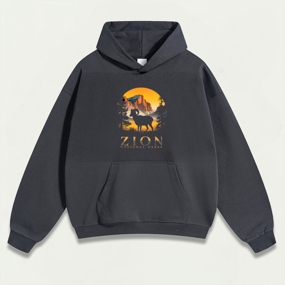 Zion National Park Mountain Goat Heavyweight Trail Hoodie-HikeVista