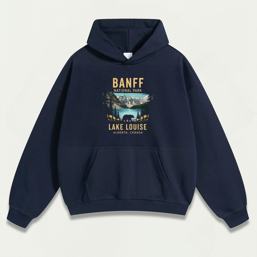 Banff Bear In The Woods Heavyweight Hiking Hoodie-HikeVista