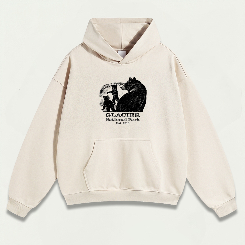 Glacier National Park Heavyweight Bear Hoodie-HikeVista
