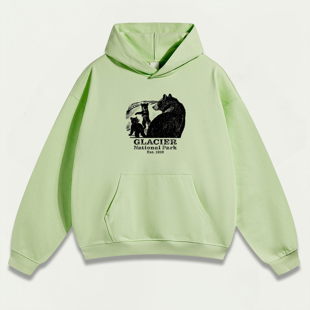 Glacier National Park Heavyweight Bear Hoodie-HikeVista