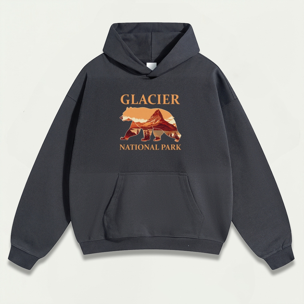 Glacier National Park Heavyweight Bear Hoodie-HikeVista