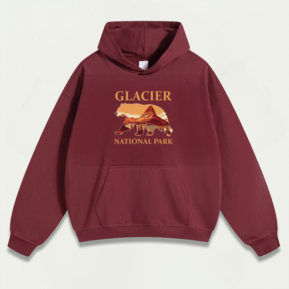 Glacier National Park Heavyweight Bear Hoodie-HikeVista