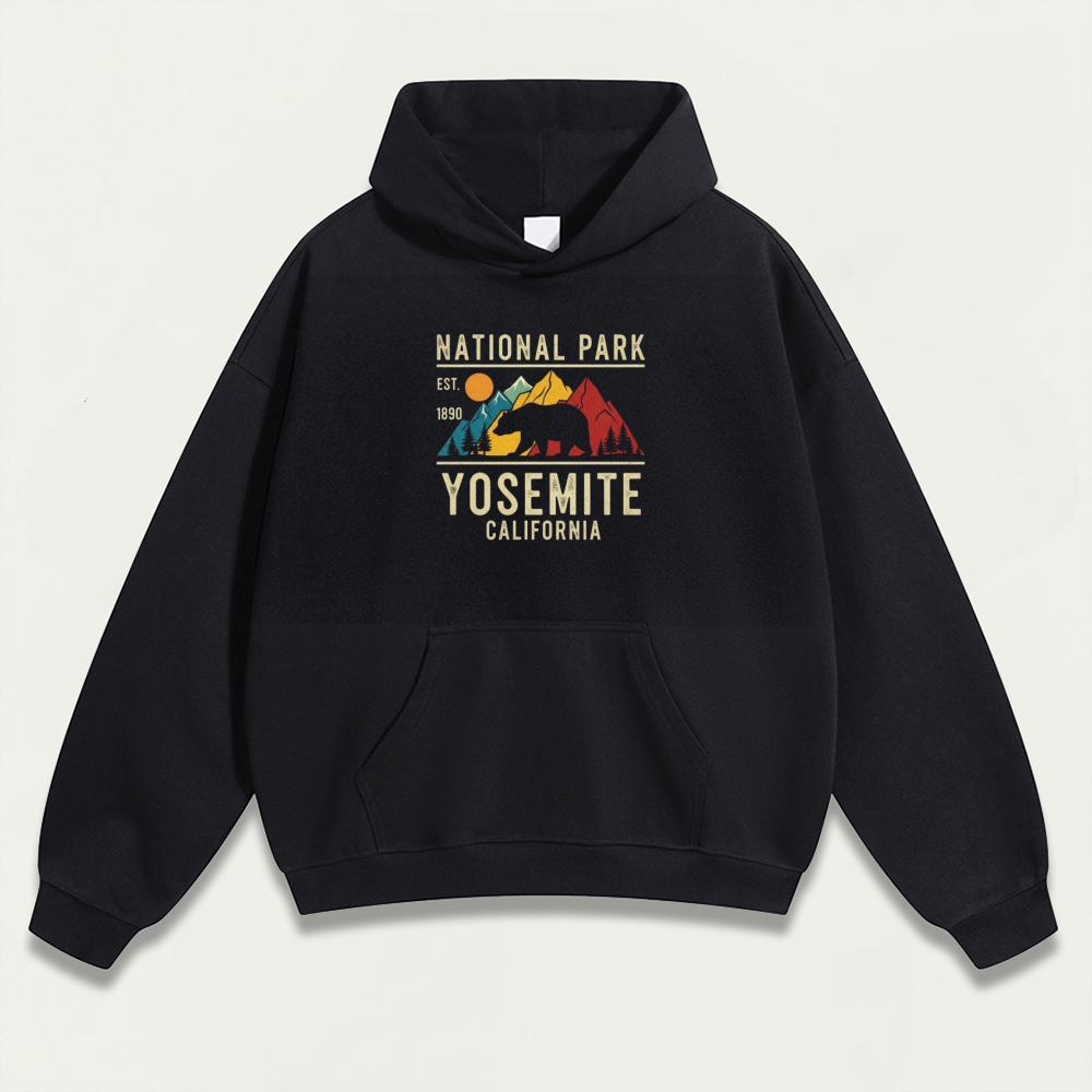 Yosemite Bear Forest Heavyweight Hiking Hoodie-HikeVista