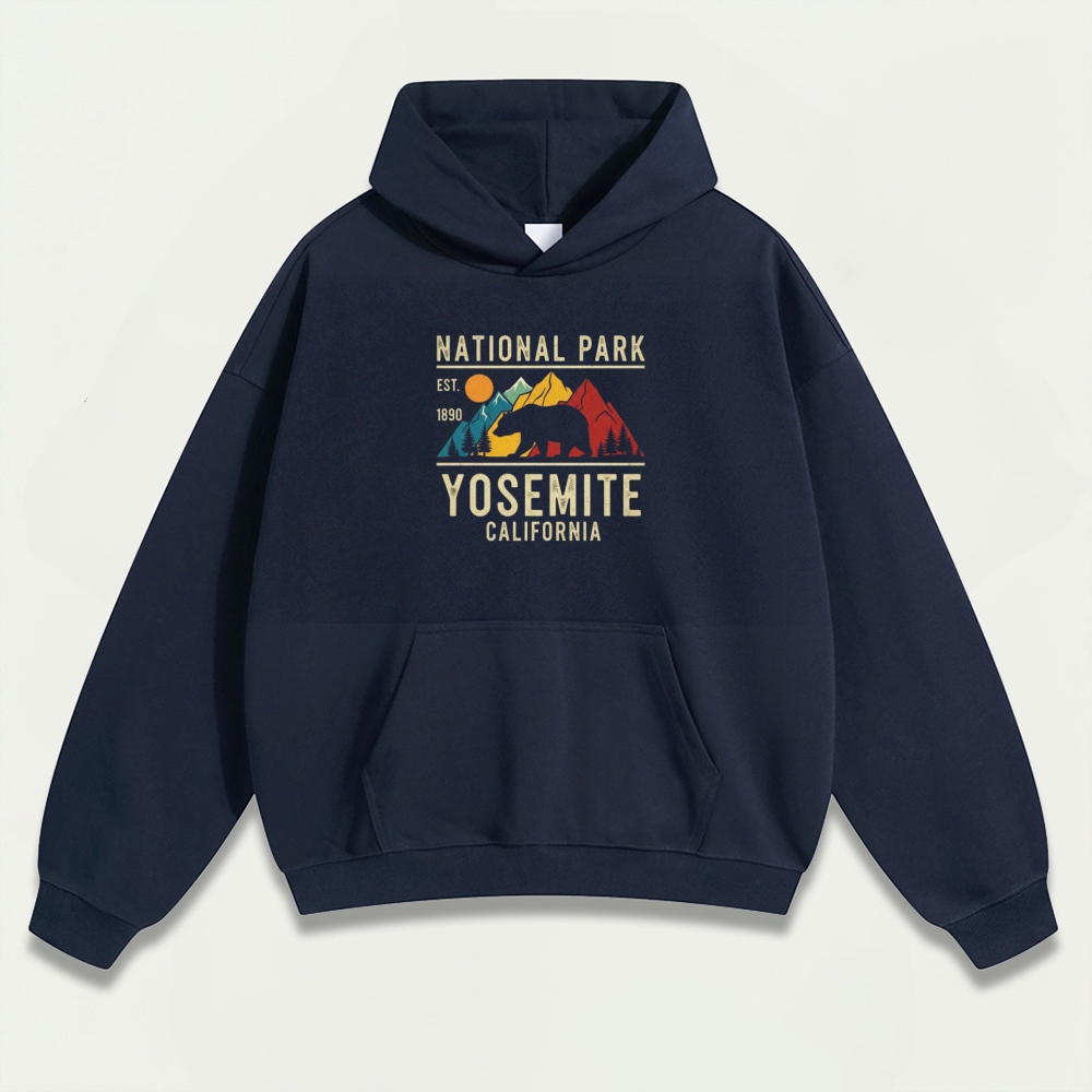 Yosemite Bear Forest Heavyweight Hiking Hoodie-HikeVista