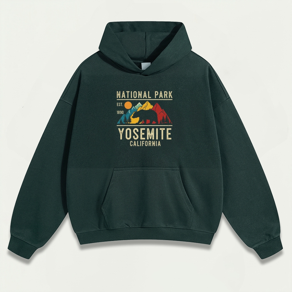 Yosemite Bear Forest Heavyweight Hiking Hoodie-HikeVista