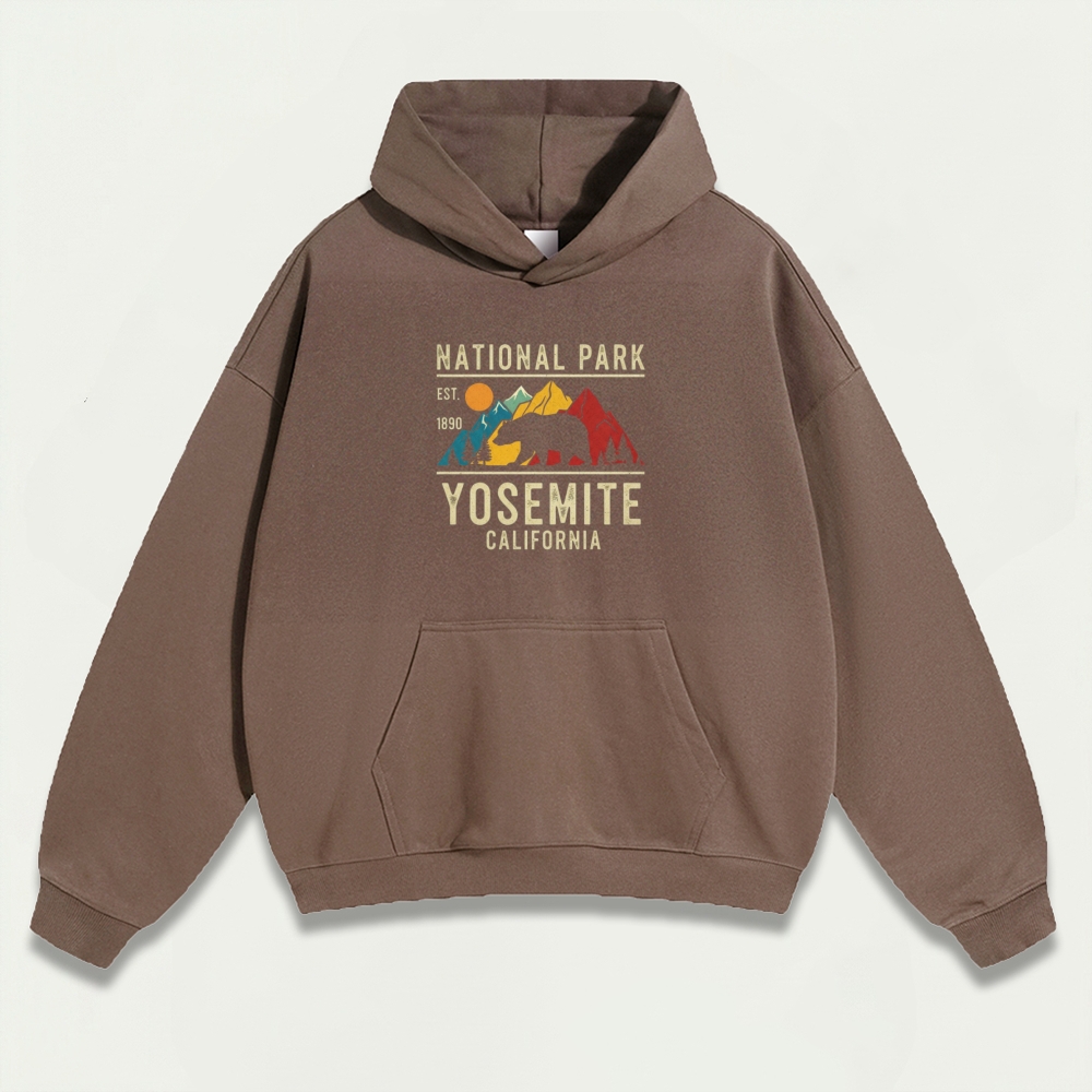 Yosemite Bear Forest Heavyweight Hiking Hoodie-HikeVista