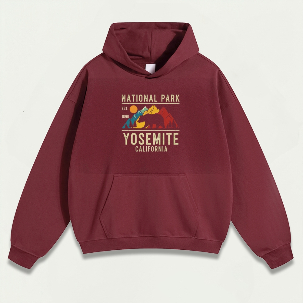 Yosemite Bear Forest Heavyweight Hiking Hoodie-HikeVista