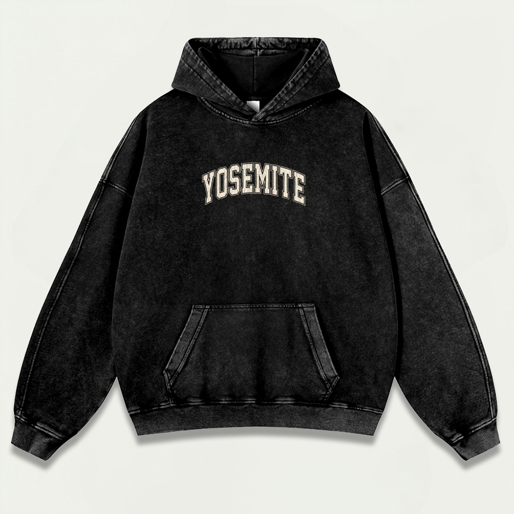 Yosemite National Park Vintage Premium Heavyweight Hiking Hoodie-HikeVista