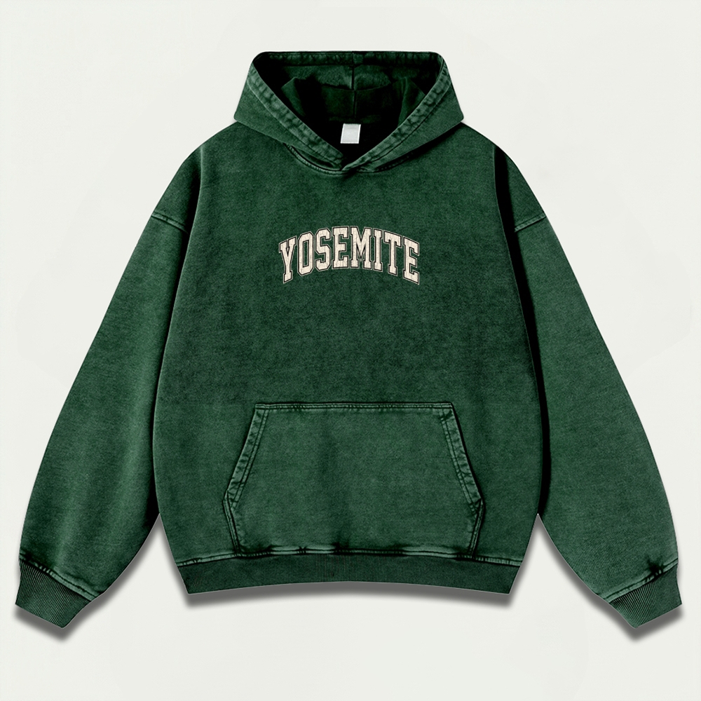 Yosemite National Park Vintage Premium Heavyweight Hiking Hoodie-HikeVista