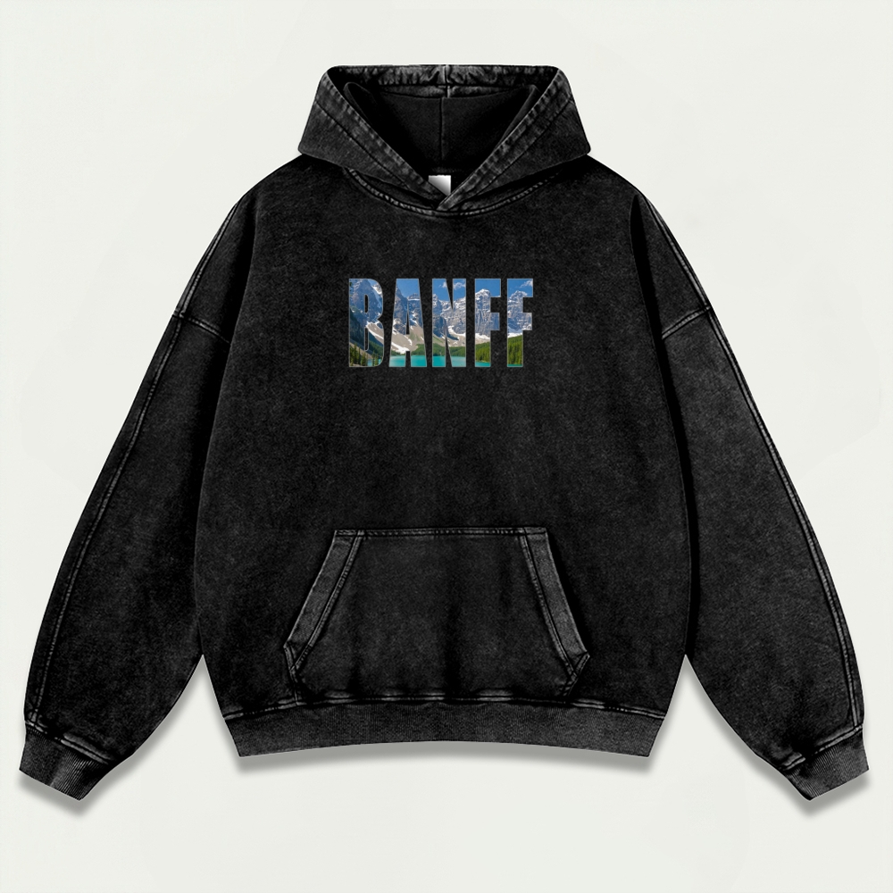 Banff National Park Vintage Premium Heavyweight Trail Hoodie-HikeVista