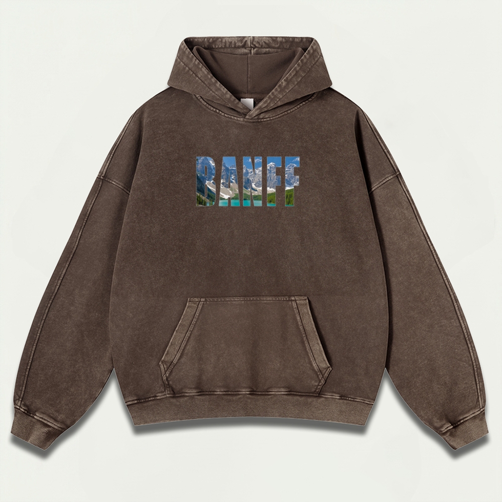 Banff National Park Vintage Premium Heavyweight Trail Hoodie-HikeVista