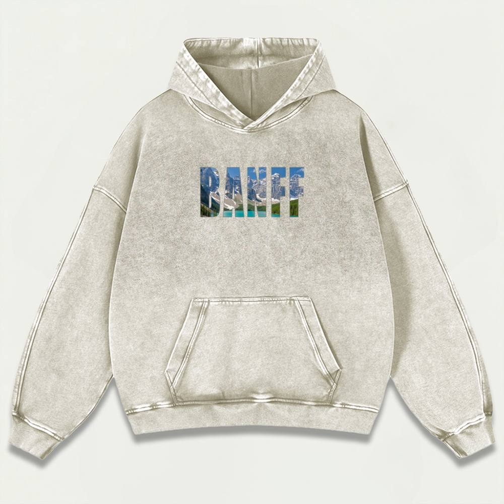 Banff National Park Vintage Premium Heavyweight Trail Hoodie-HikeVista