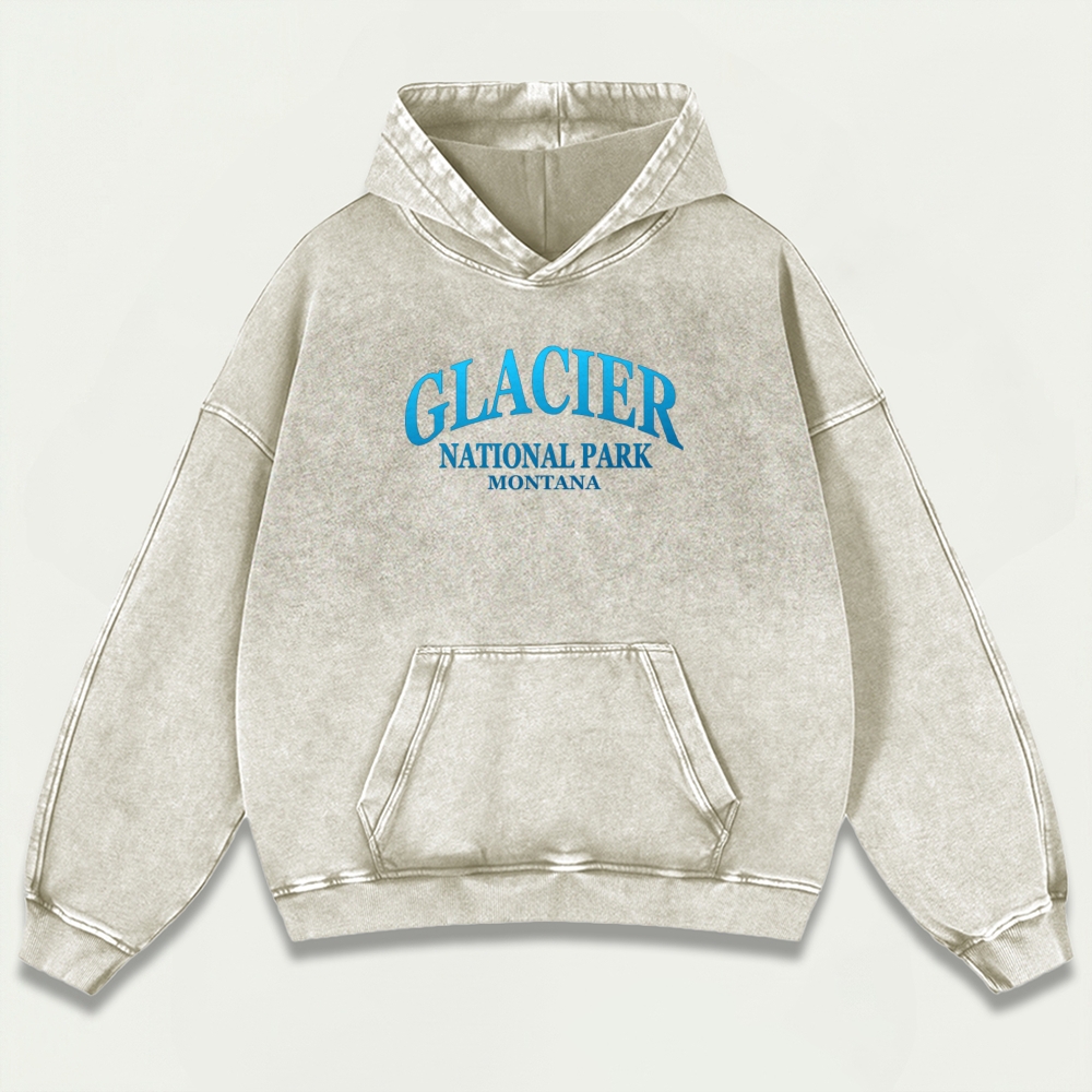 Glacier National Park Vintage Premium Heavyweight Trail Hoodie-HikeVista
