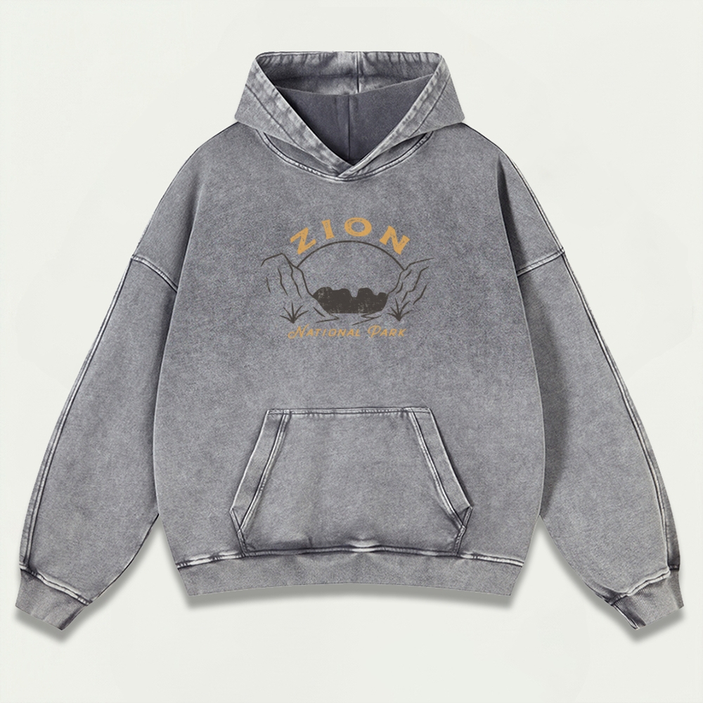Zion National Park Vintage Premium Heavyweight Trail Hoodie-HikeVista