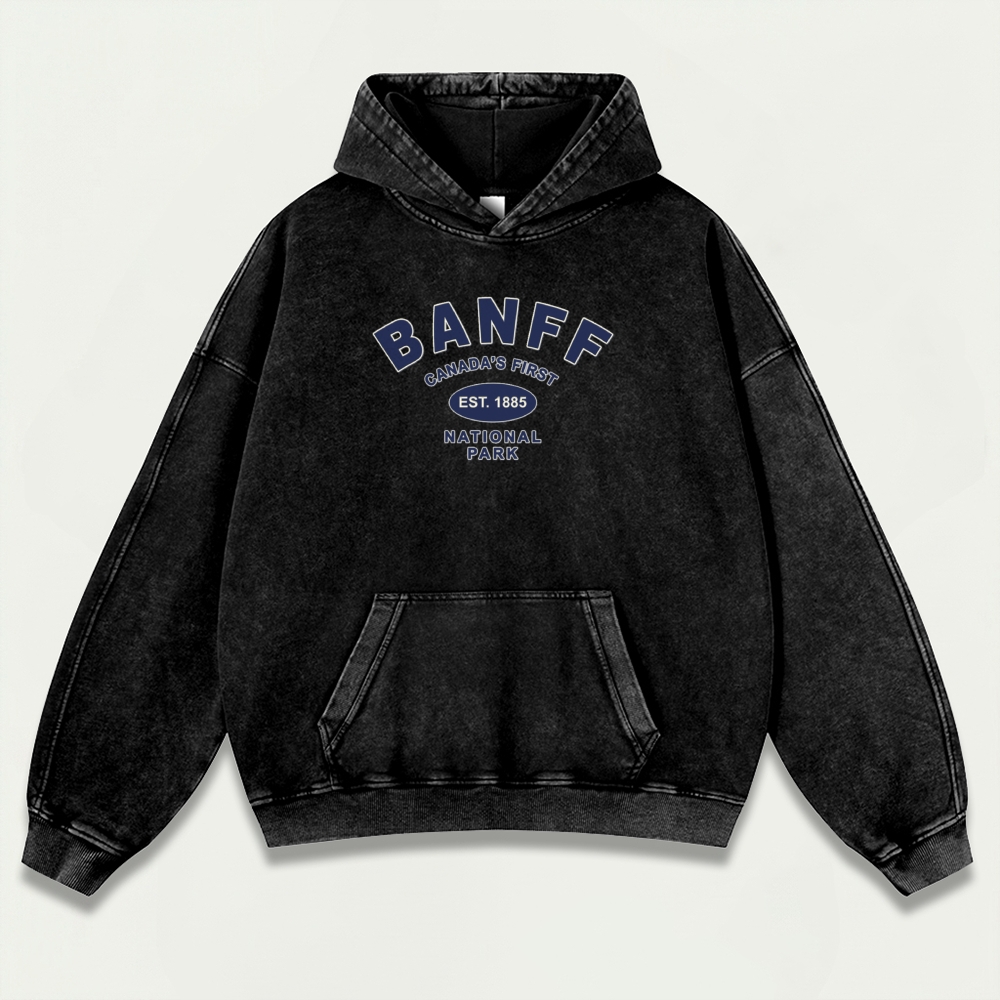 Banff National Park Vintage Premium Heavyweight Trail Hoodie-HikeVista