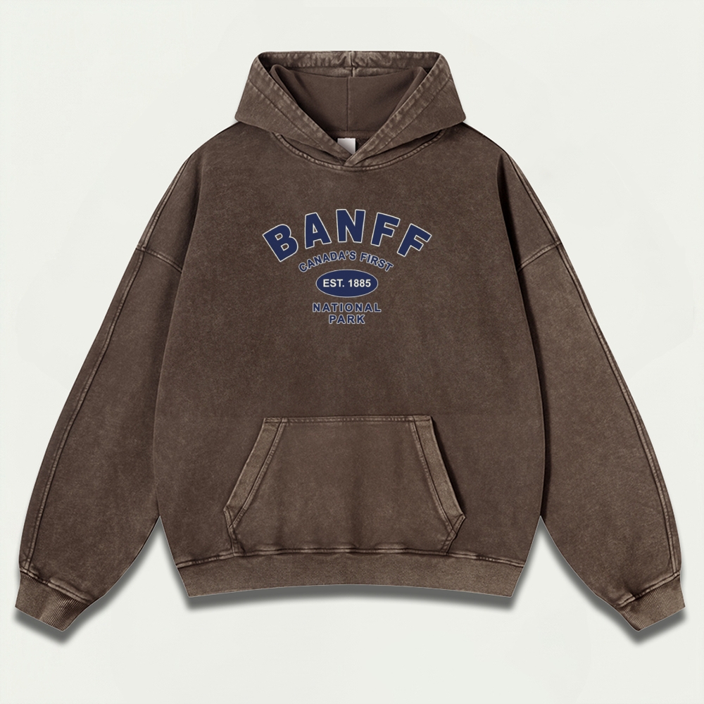 Banff National Park Vintage Premium Heavyweight Trail Hoodie-HikeVista