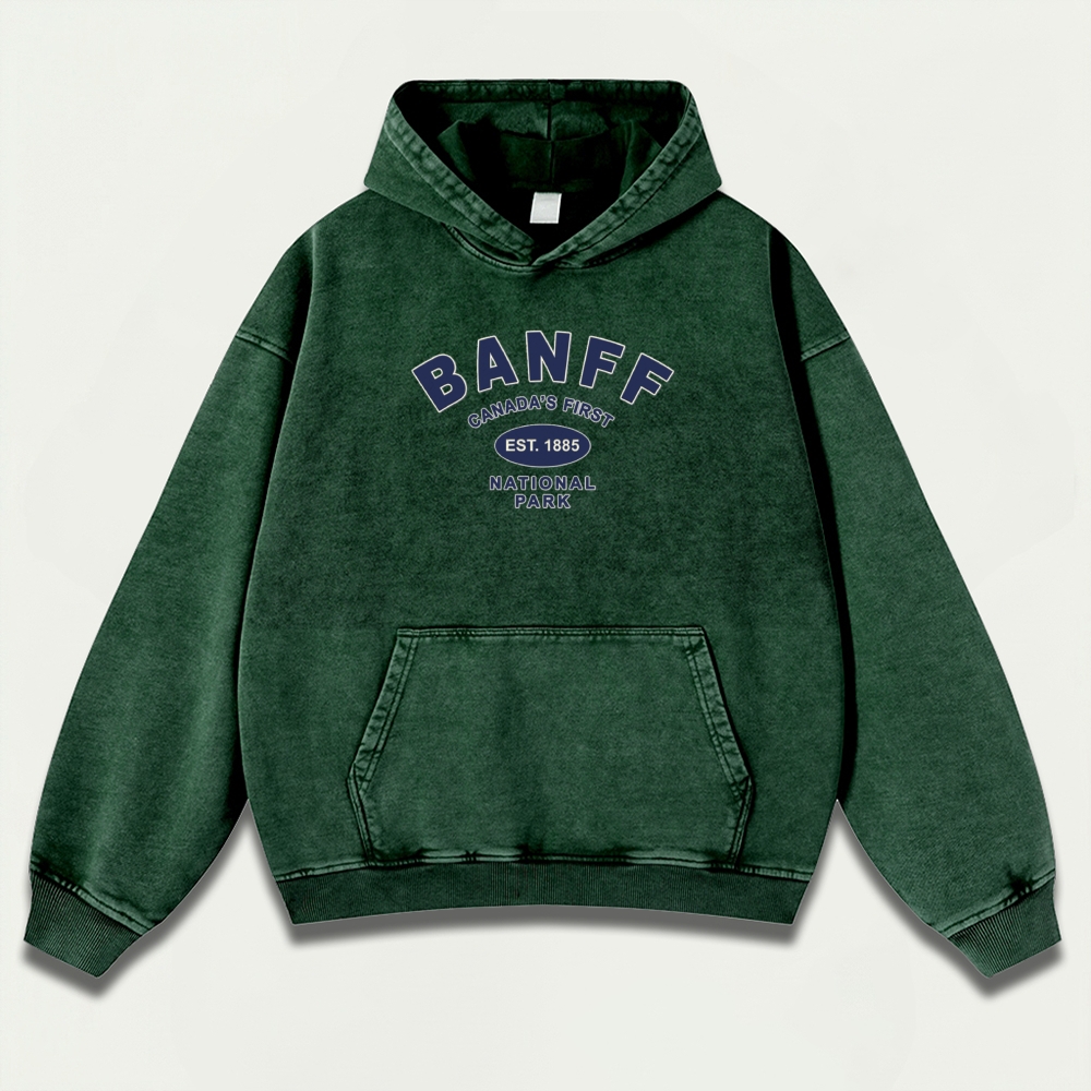 Banff National Park Vintage Premium Heavyweight Trail Hoodie-HikeVista