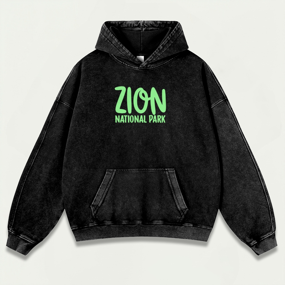 Zion National Park Vintage Premium Heavyweight Trail Hoodie-HikeVista