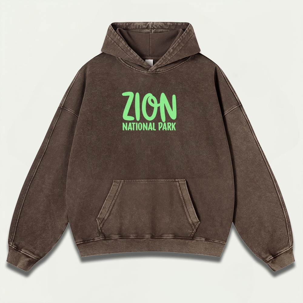 Zion National Park Vintage Premium Heavyweight Trail Hoodie-HikeVista