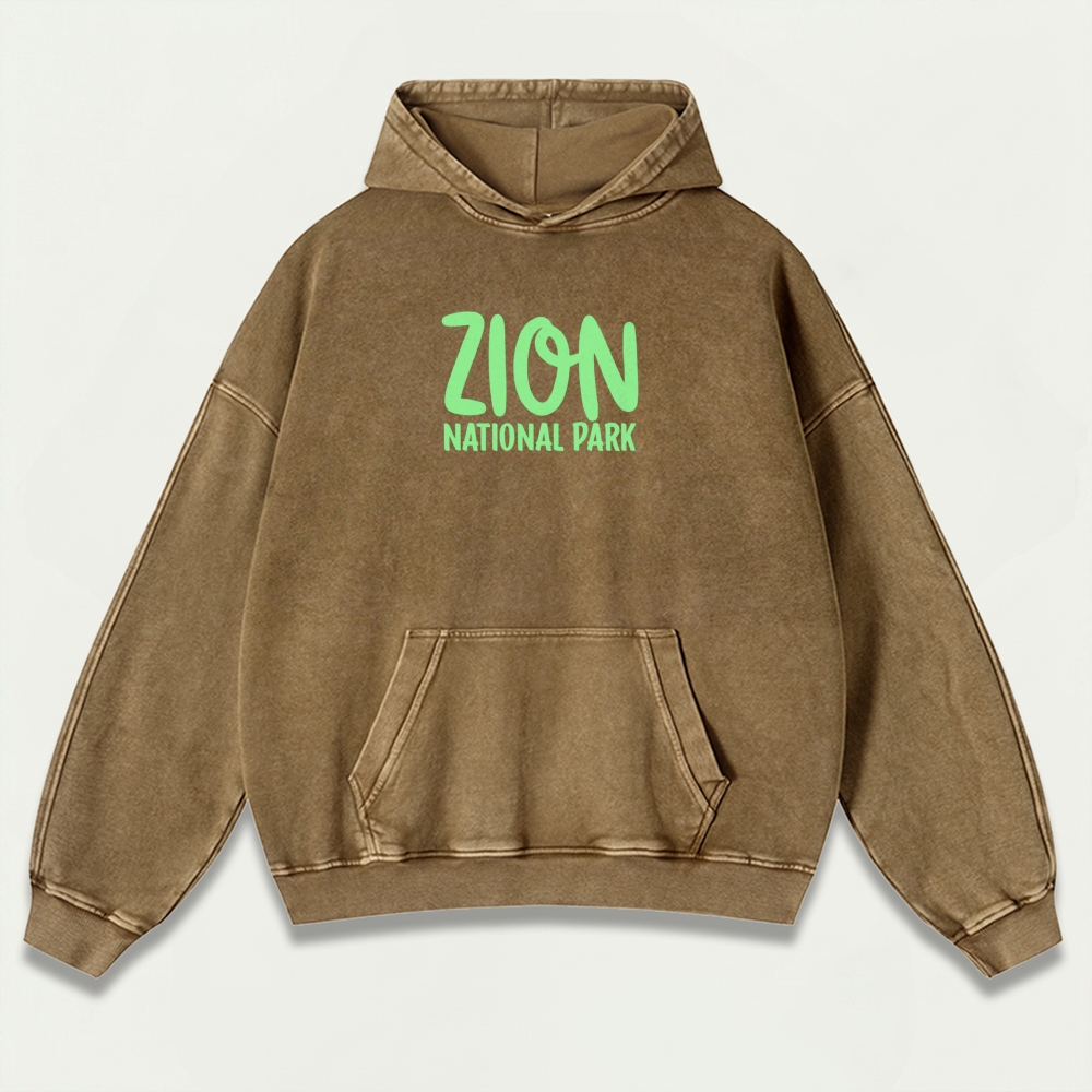 Zion National Park Vintage Premium Heavyweight Trail Hoodie-HikeVista