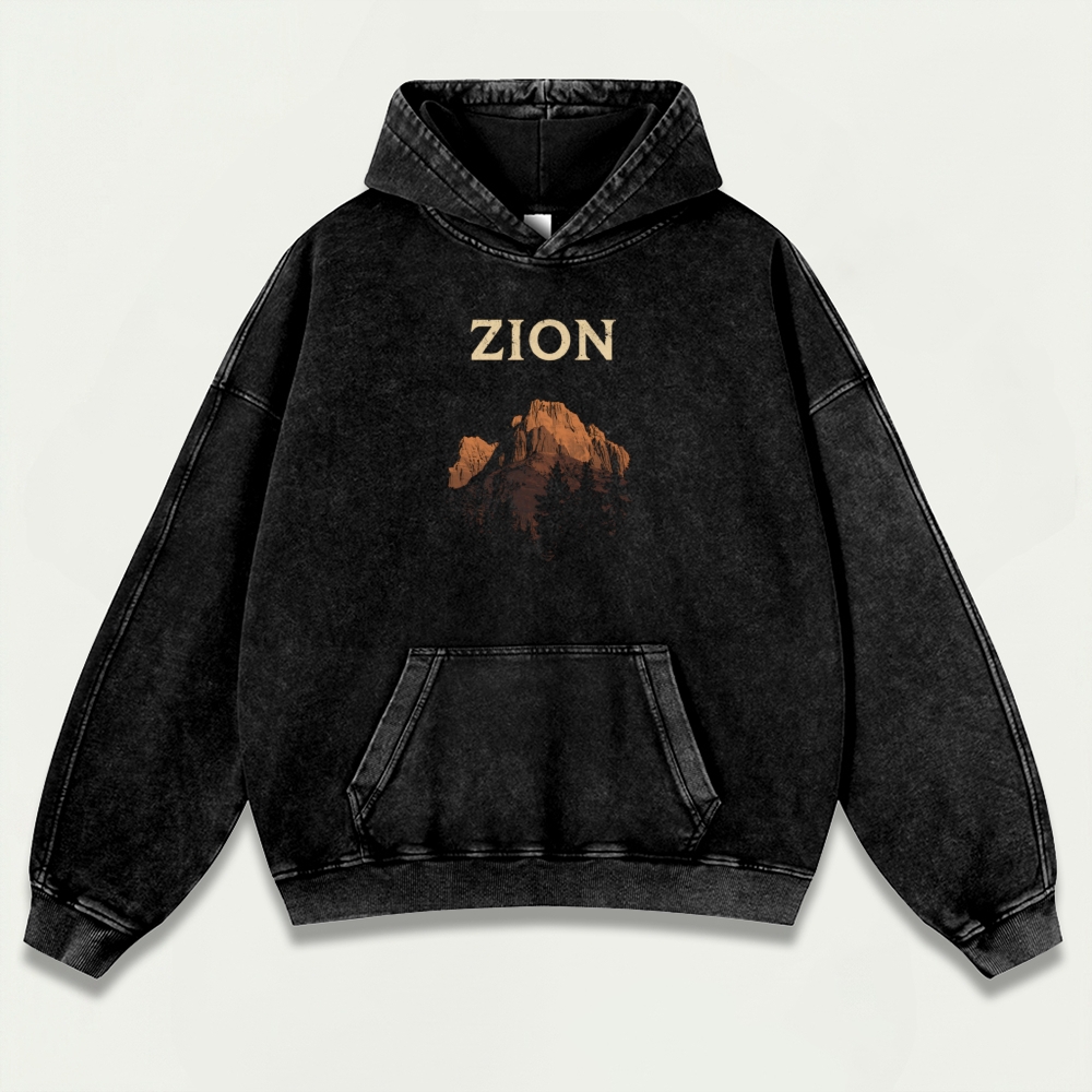 Zion National Park Vintage Premium Heavyweight Hiking Hoodie-HikeVista