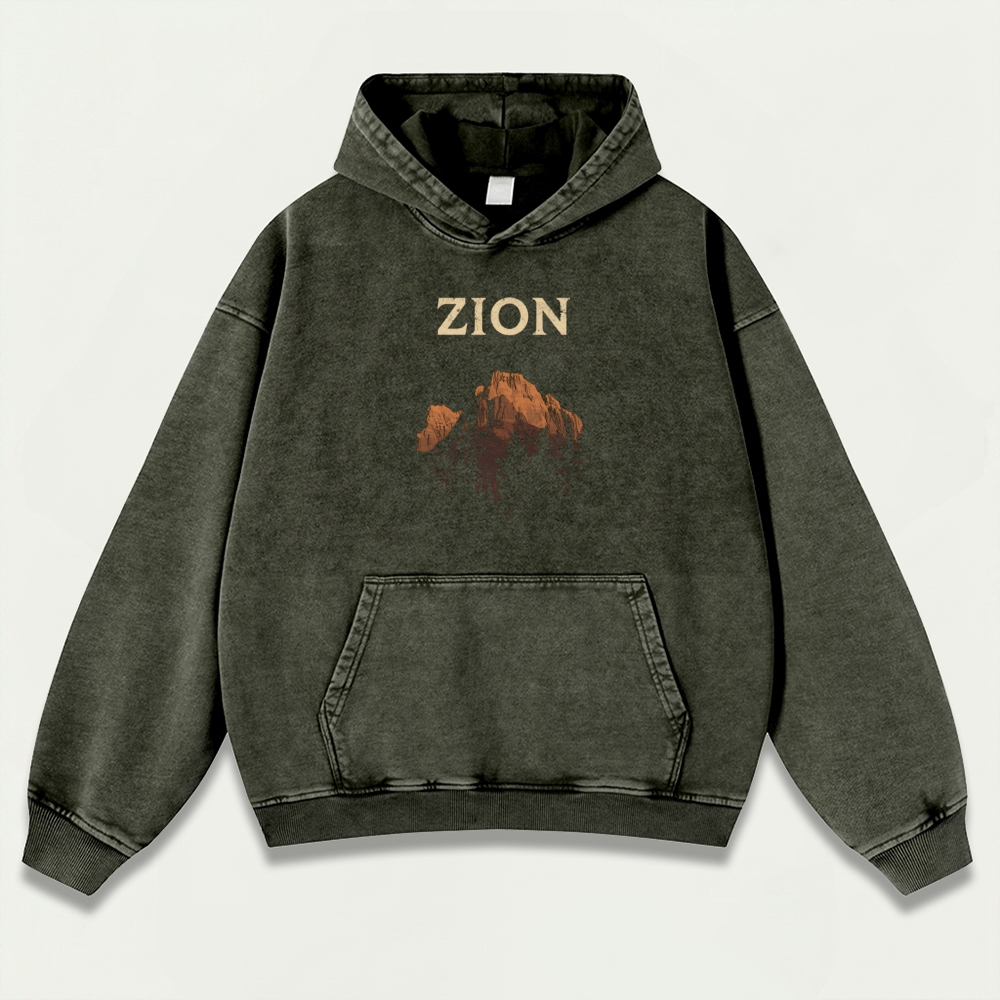 Zion National Park Vintage Premium Heavyweight Hiking Hoodie-HikeVista