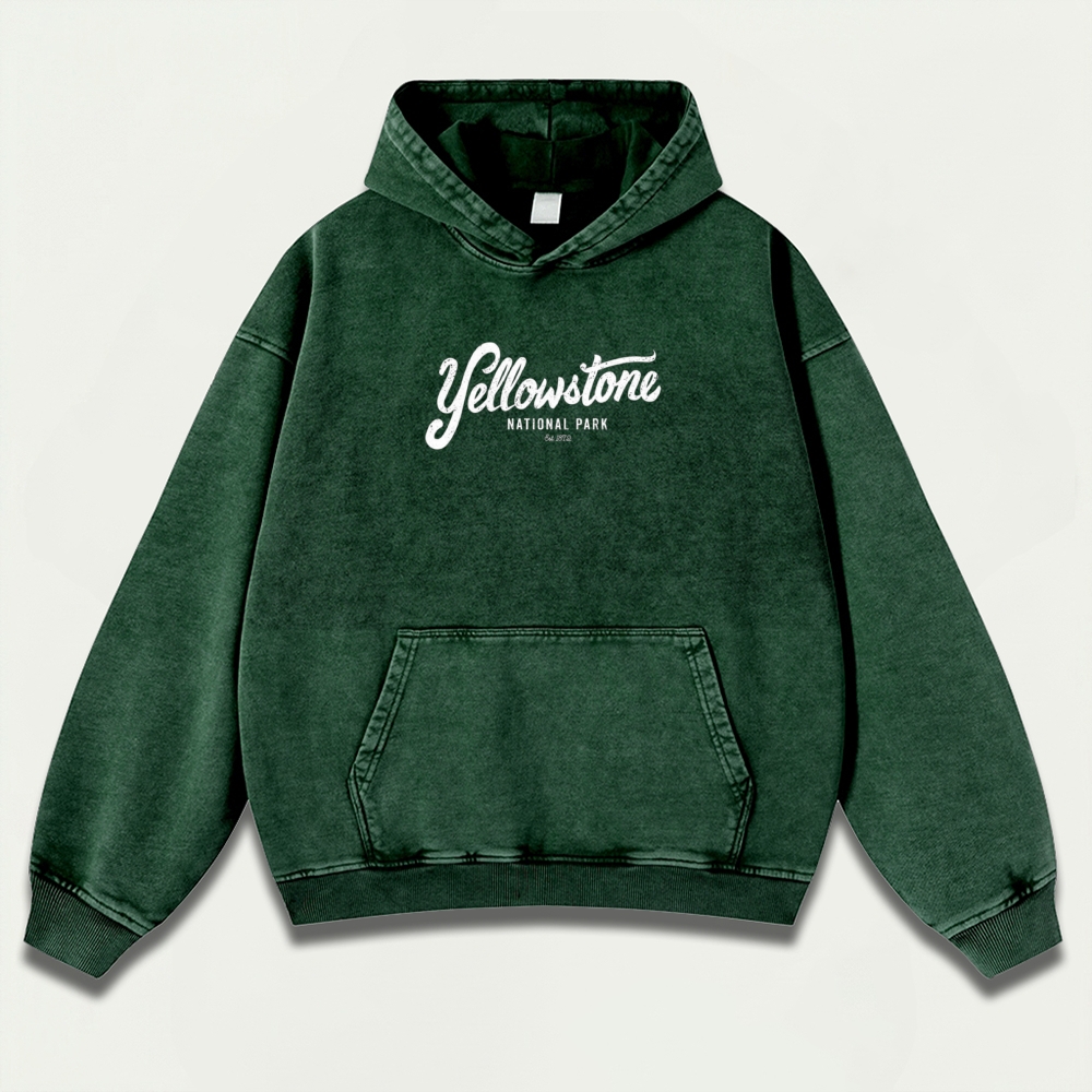 Yellowstone National Park Vintage Premium Heavyweight Trail Hoodie-HikeVista