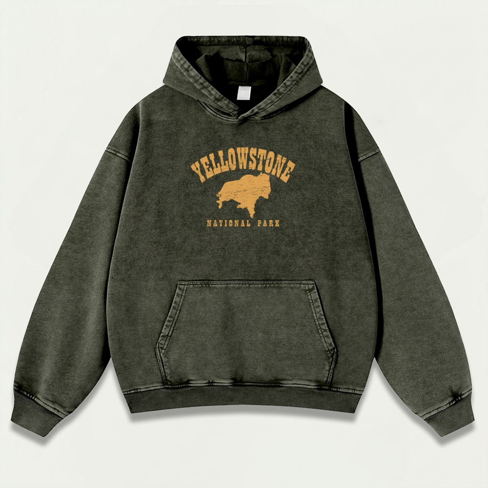 Yellowstone National Park Vintage Premium Heavyweight Trail Hoodie-HikeVista