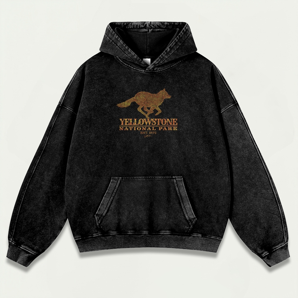 Yellowstone National Park Vintage Premium Heavyweight Trail Hoodie-HikeVista