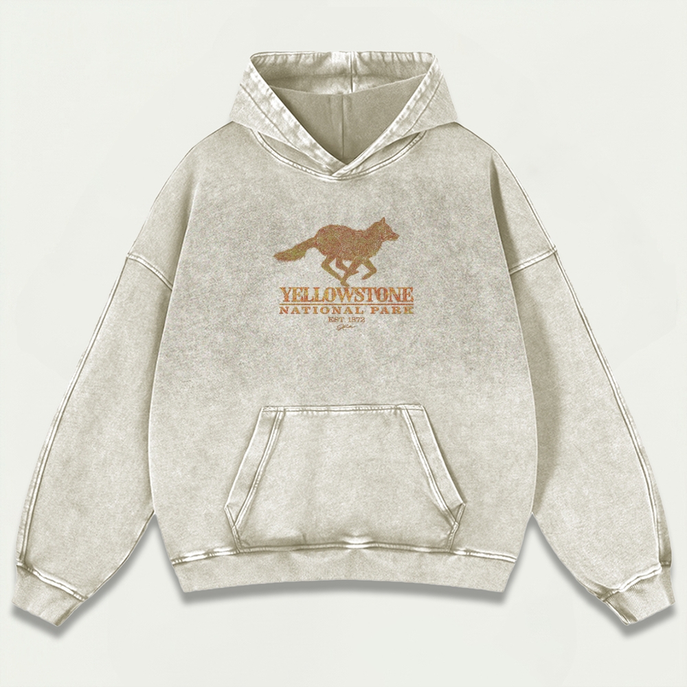 Yellowstone National Park Vintage Premium Heavyweight Trail Hoodie-HikeVista