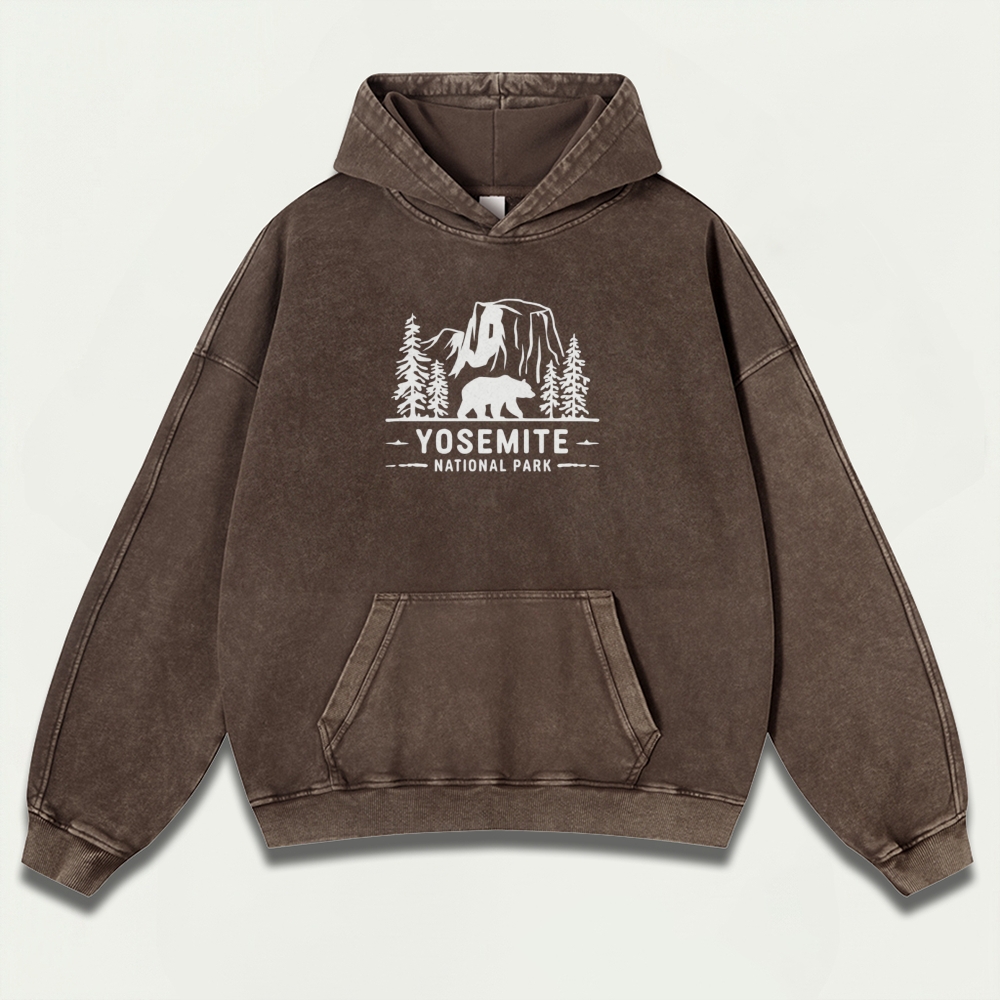 Yosemite National Park Vintage Premium Heavyweight Hiking Hoodie-HikeVista